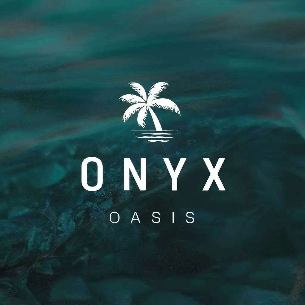 LOGO-Design-for-Onyx-Oasis-Tropical-Palm-Tree-and-Water-with-Elegant-Typography-for-Retail-Branding