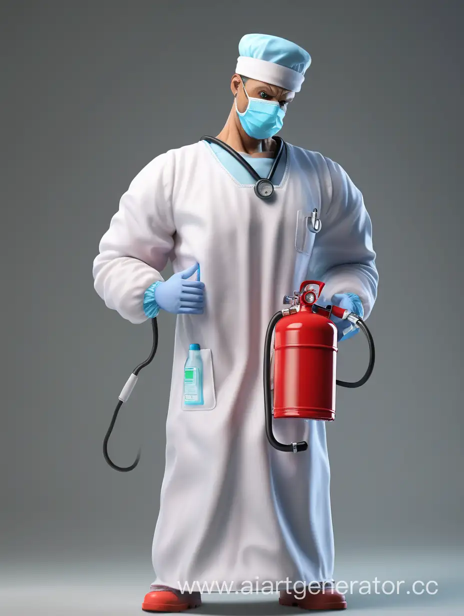 Muscular-Gasoline-Canister-in-Medical-Gown