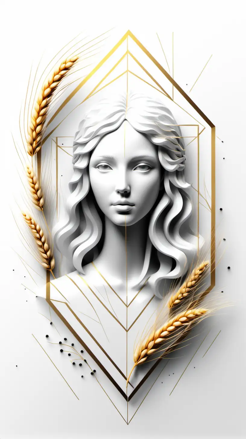 Captivating Virgo Zodiac Art with Geometric Shapes and Wheat Accents