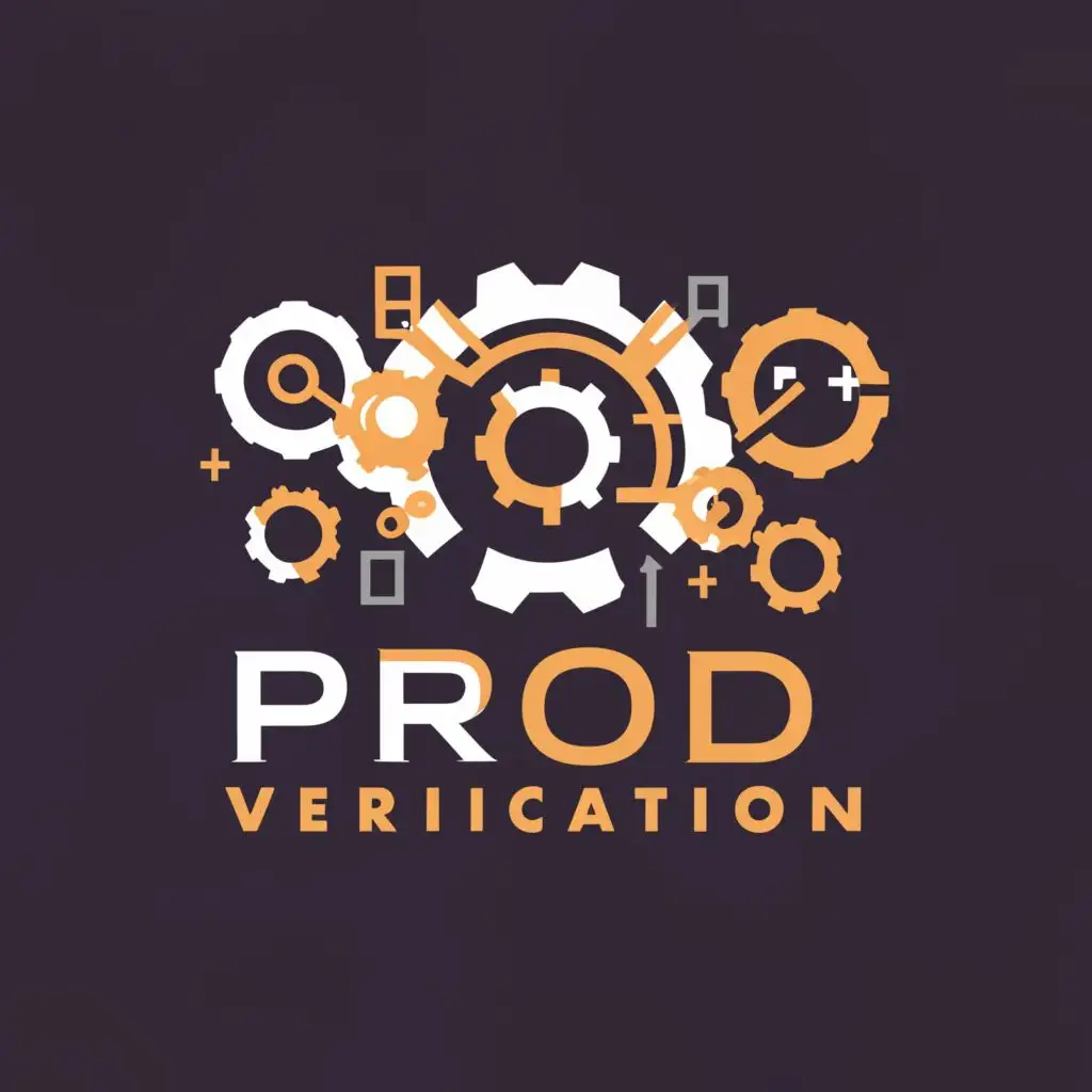 a logo design,with the text "Prod Verification", main symbol:Automation tools,complex,be used in Internet industry,clear background