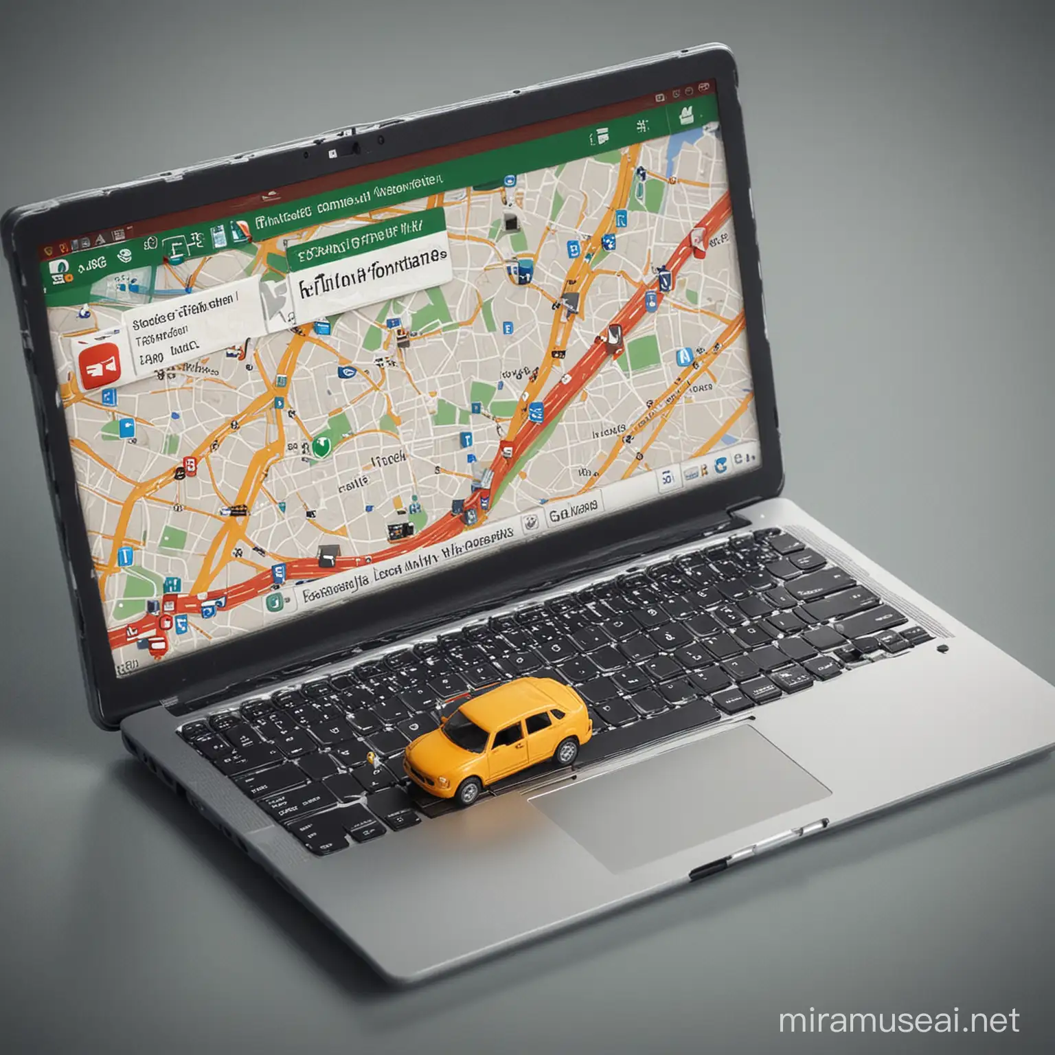 laptop whit trafic informations