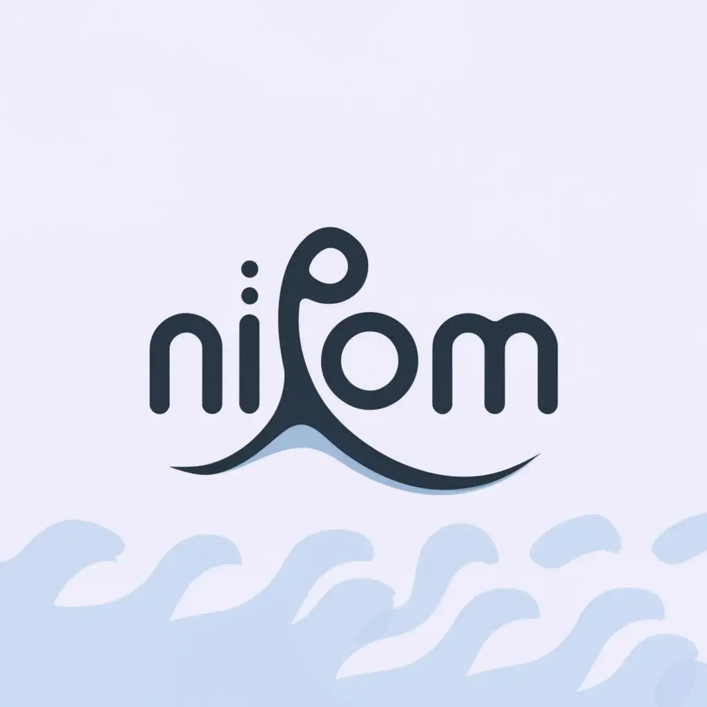 a logo design,with the text "Nipom", main symbol:Crescent Moon , water,Minimalistic,clear background