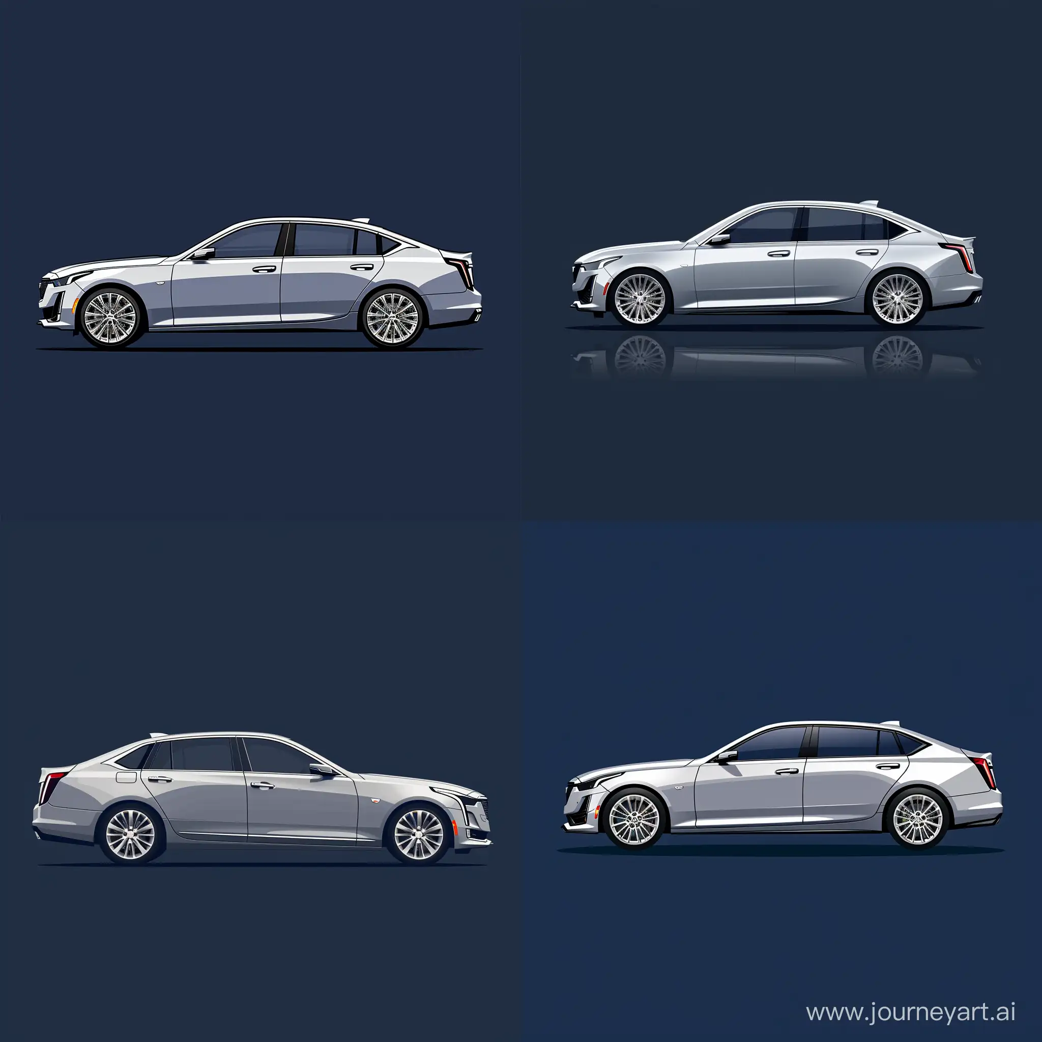 Elegant-Silver-Cadillac-CT5-in-Minimalist-2D-Profile-View