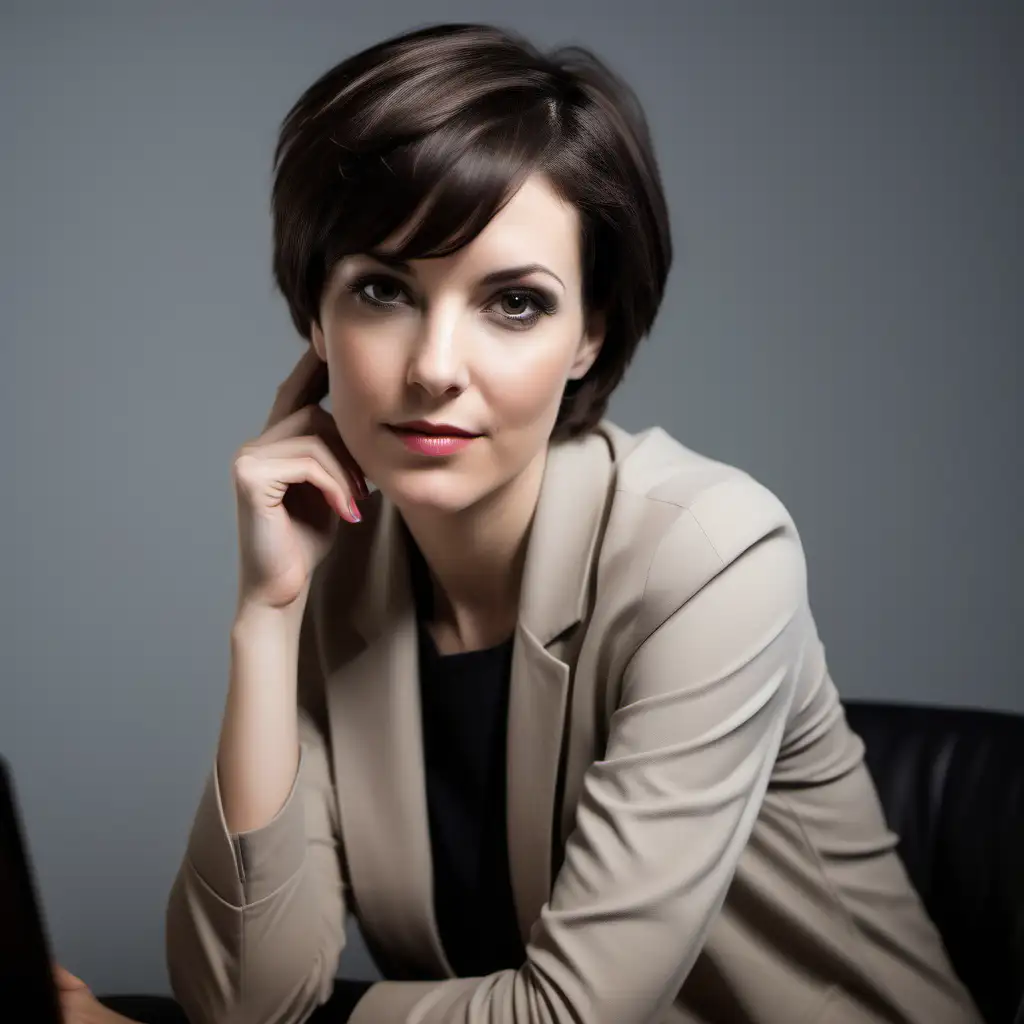 female psychologist brunette short hair