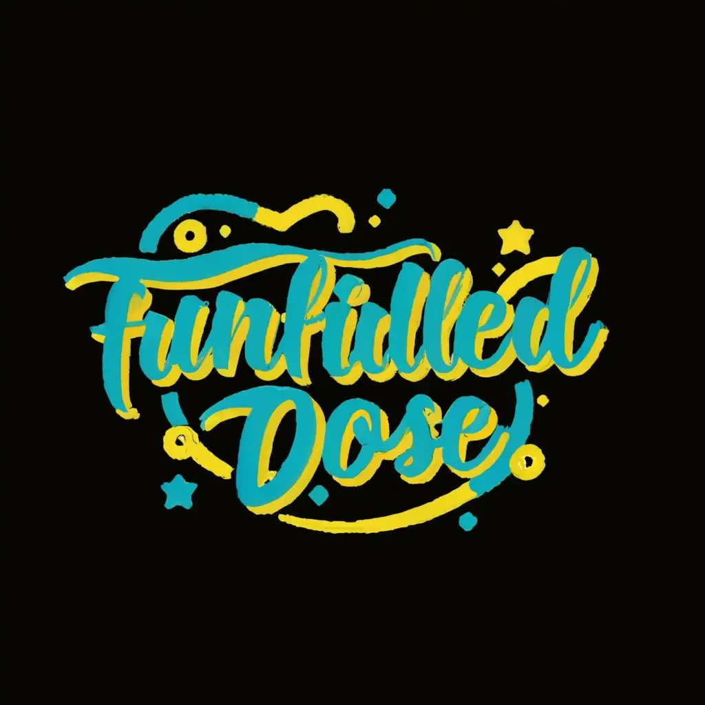 logo, FunFilledDose, with the text "FunFilledDose", typography, be used in Internet industry