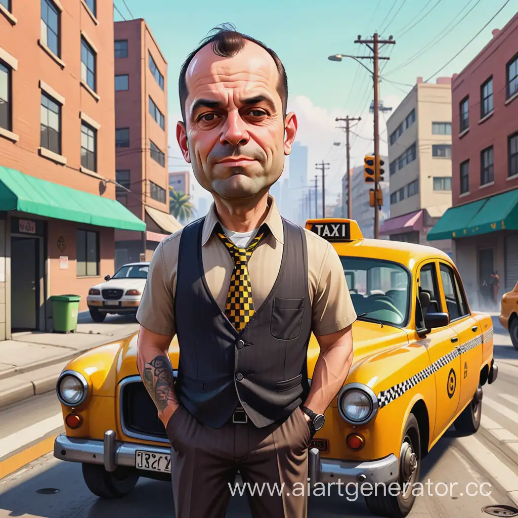 Colorful-Caricature-GTA-V-Taxi-Drivers-Busy-Workweek