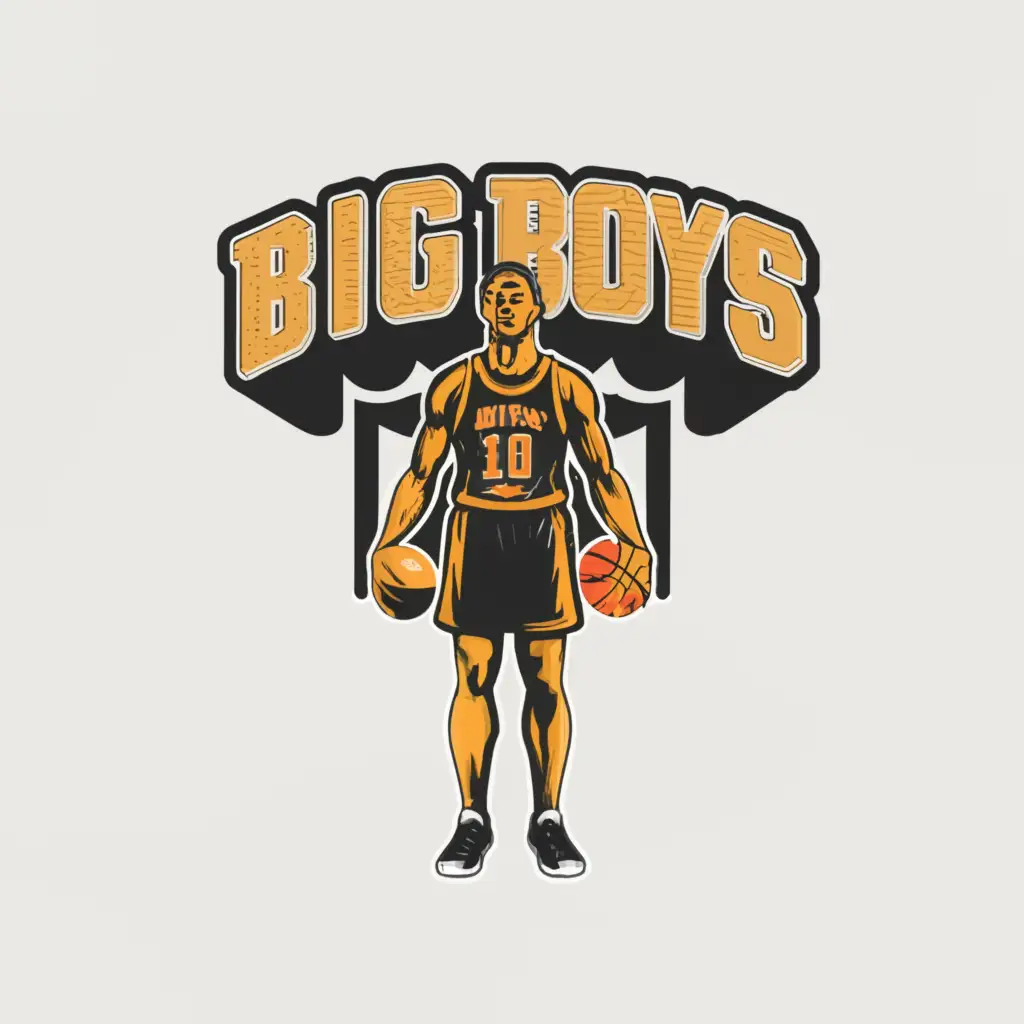 a logo design,with the text "Big Boys", main symbol:Big basketball player holding a basketball,Moderate,be used in Sports Fitness industry,clear background