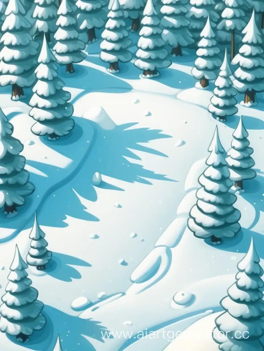 sunny day. winter forest. cartoon background. top view
