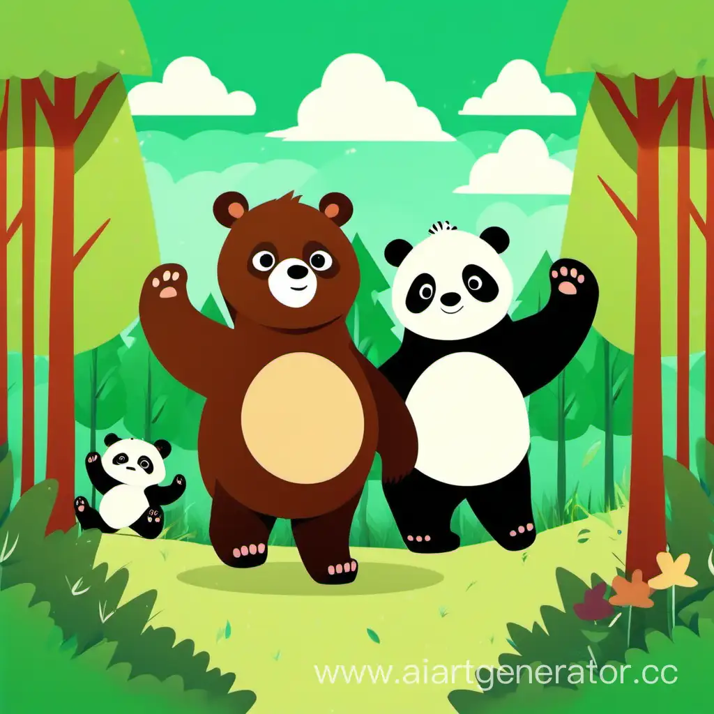 Cheerful-Bears-in-Colorful-Forest-Meadow