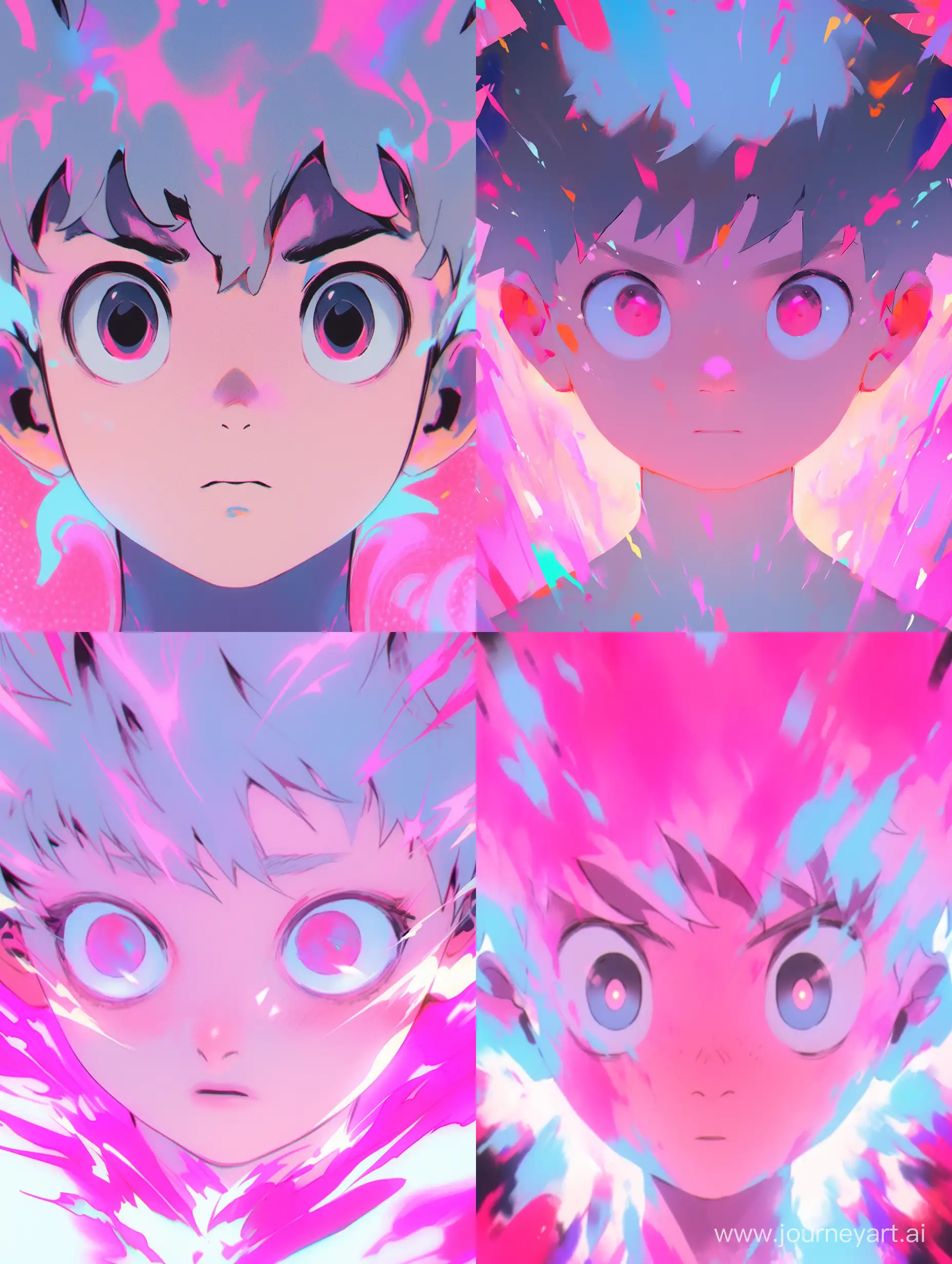 Enchanting-Anime-Children-with-Glowing-Pupils-Amidst-Abstract-Pastel-Aura