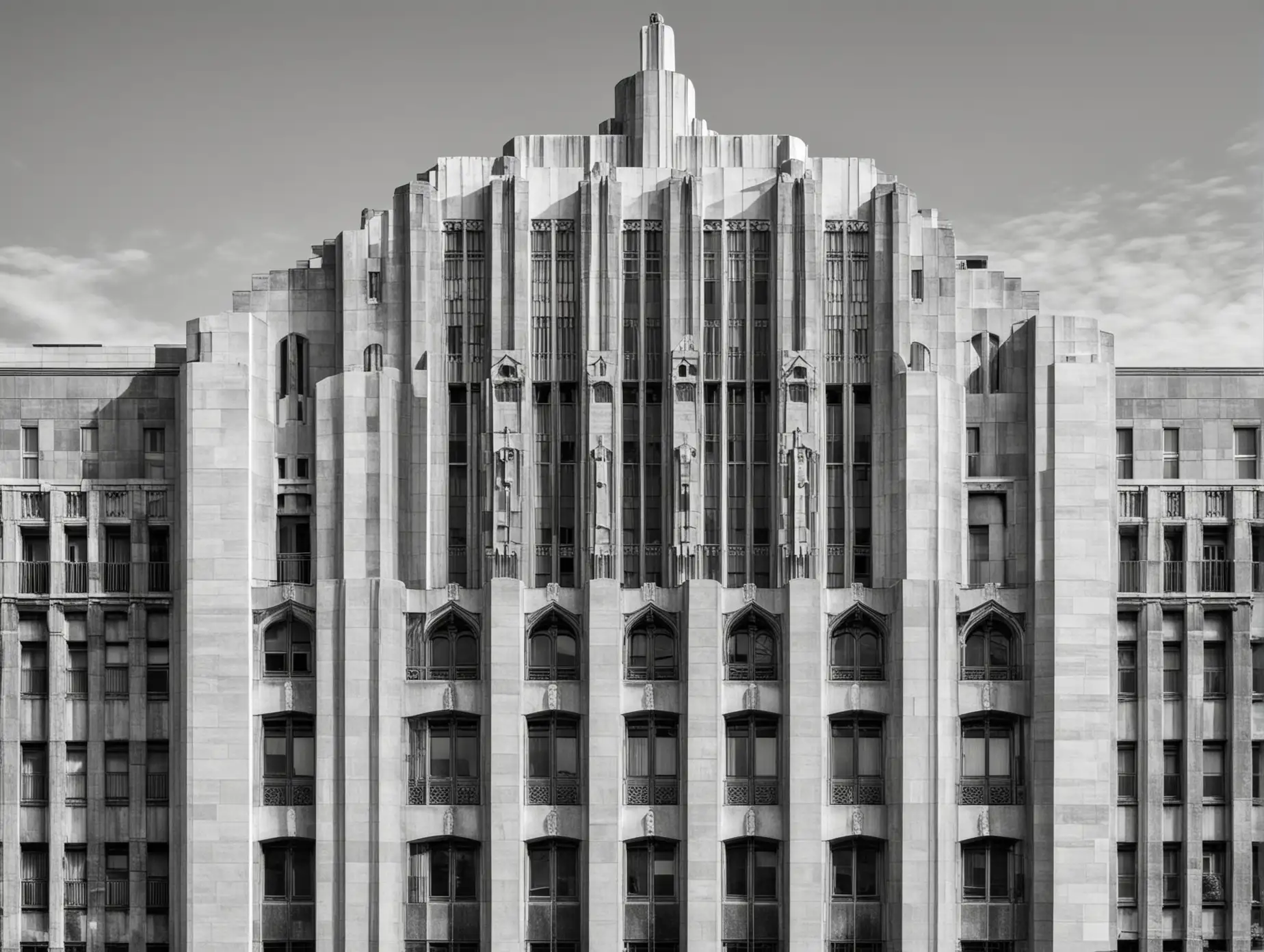 Monochrome Art Deco Architecture in a large city