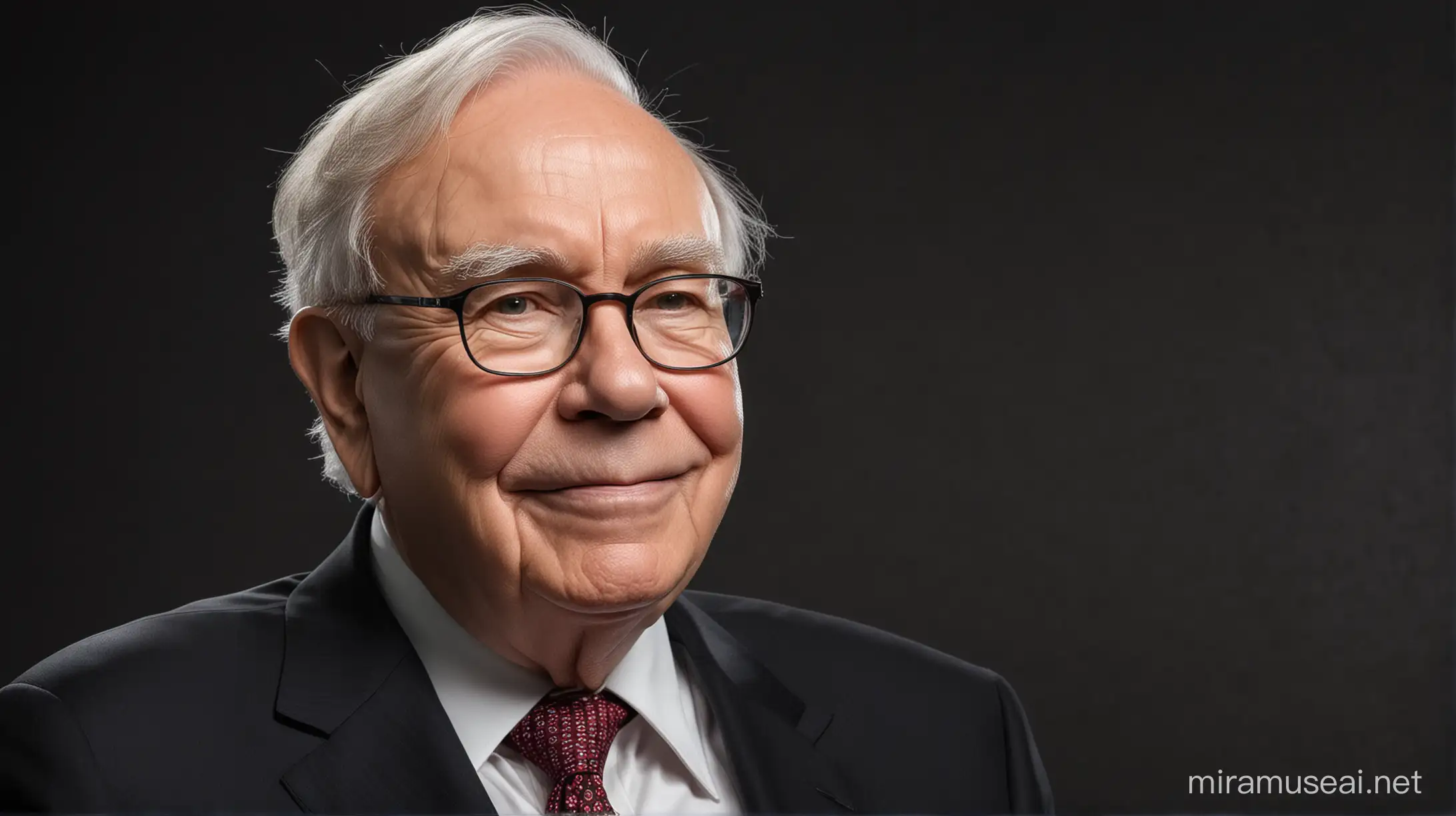Warren Buffett Portrait with Dark Background