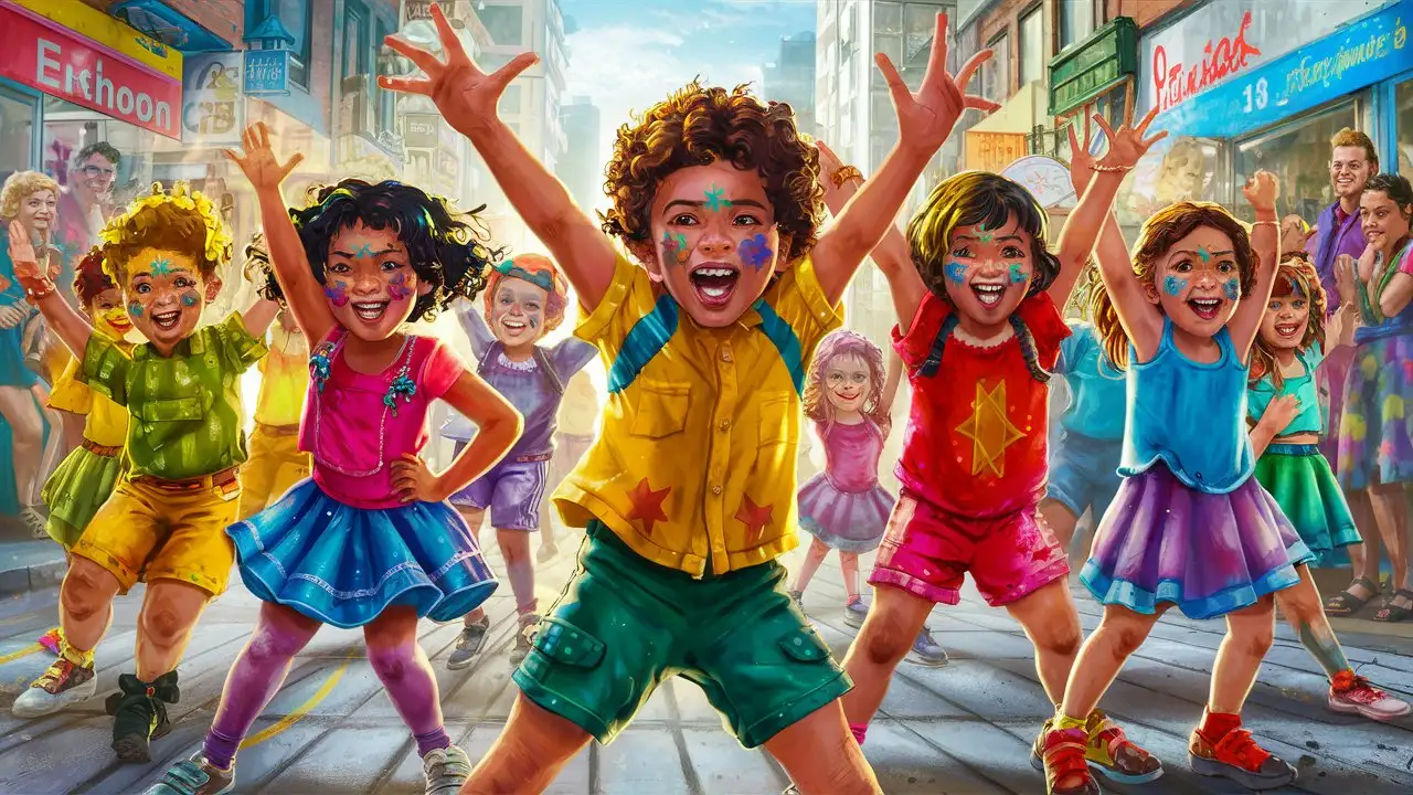 Joyful Kids Engaging in Urban Street Dance