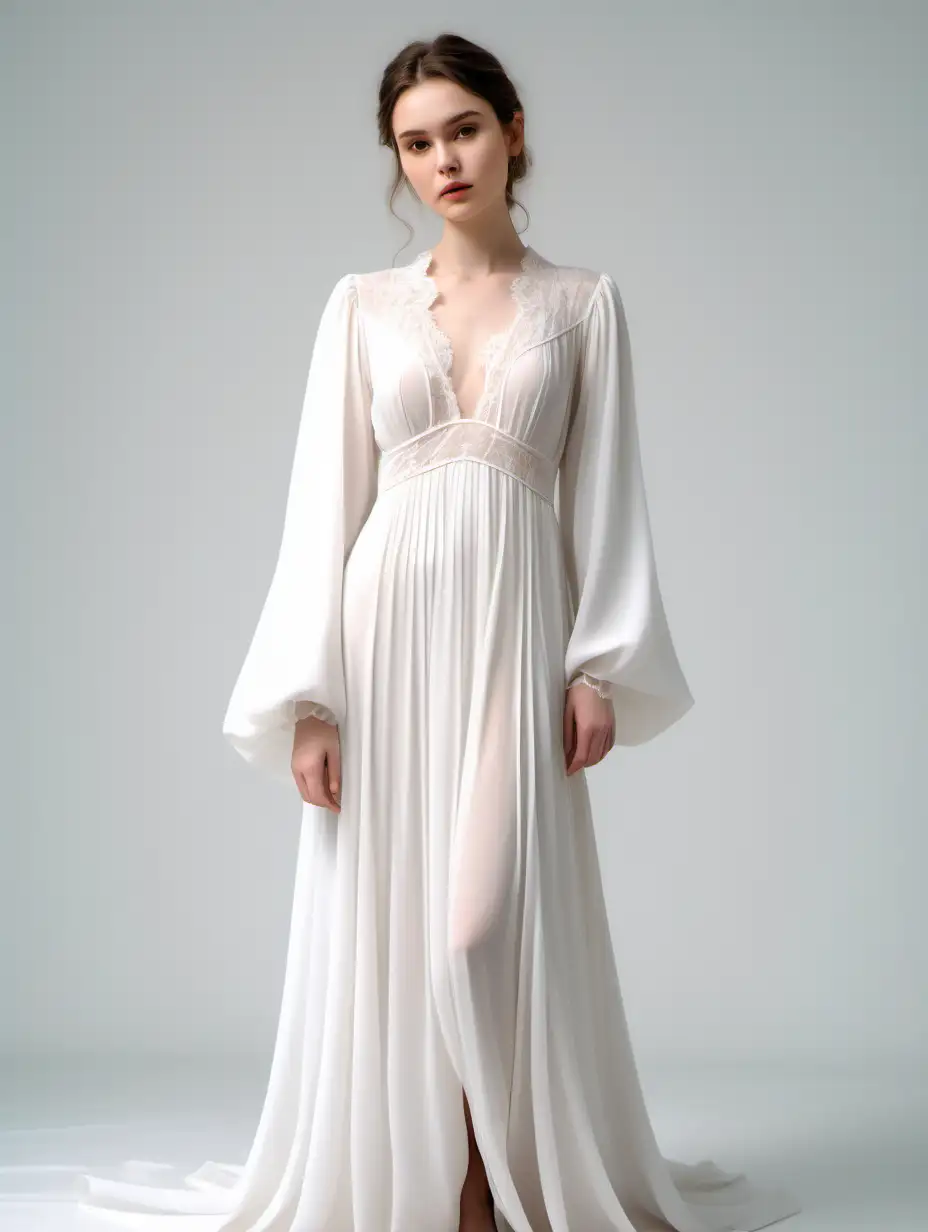 Elegant Bridal Fashion Contemporary White Georgette Gown with Futuristic Design