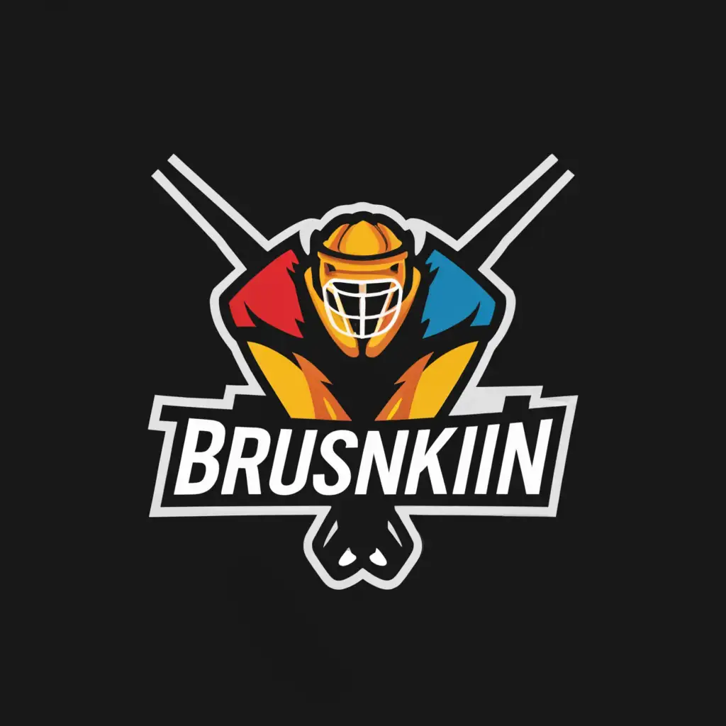 a logo design,with the text "BRUSNIKIN", main symbol:goalkeeper hockey,Умеренный,clear background