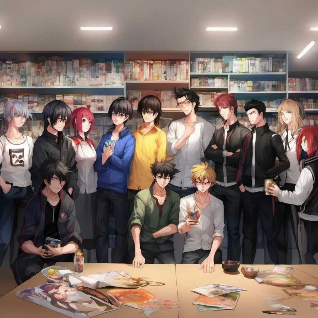 Diverse Anime Characters in a Vibrant Group Portrait
