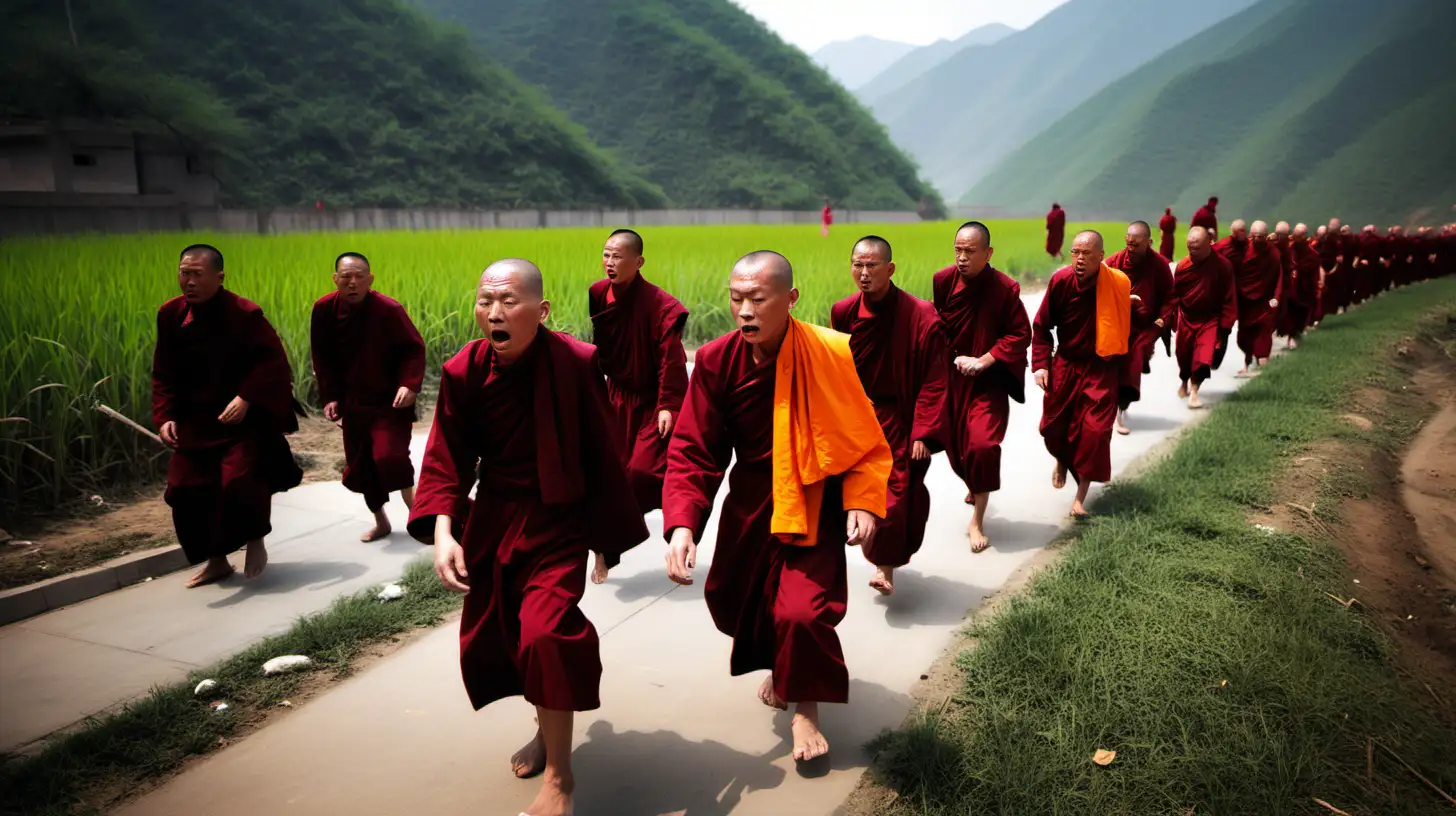 All over China, the monks  Until one day, while being at a particular village in the north province, one of them died. The people were shocked and came running from afar, leaving the fields unattended for the day, only to witness the other two monks' reaction to this dramatic event.