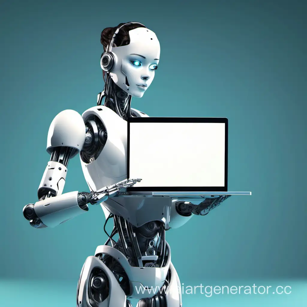 TechSavvy-Robot-Girl-with-Laptop-Display