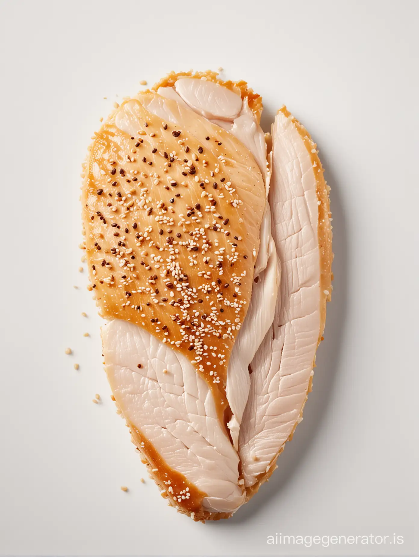  SINGLE SLICED  CHICKEN FILLET WITH SEASAME WHITE BACKGROUND