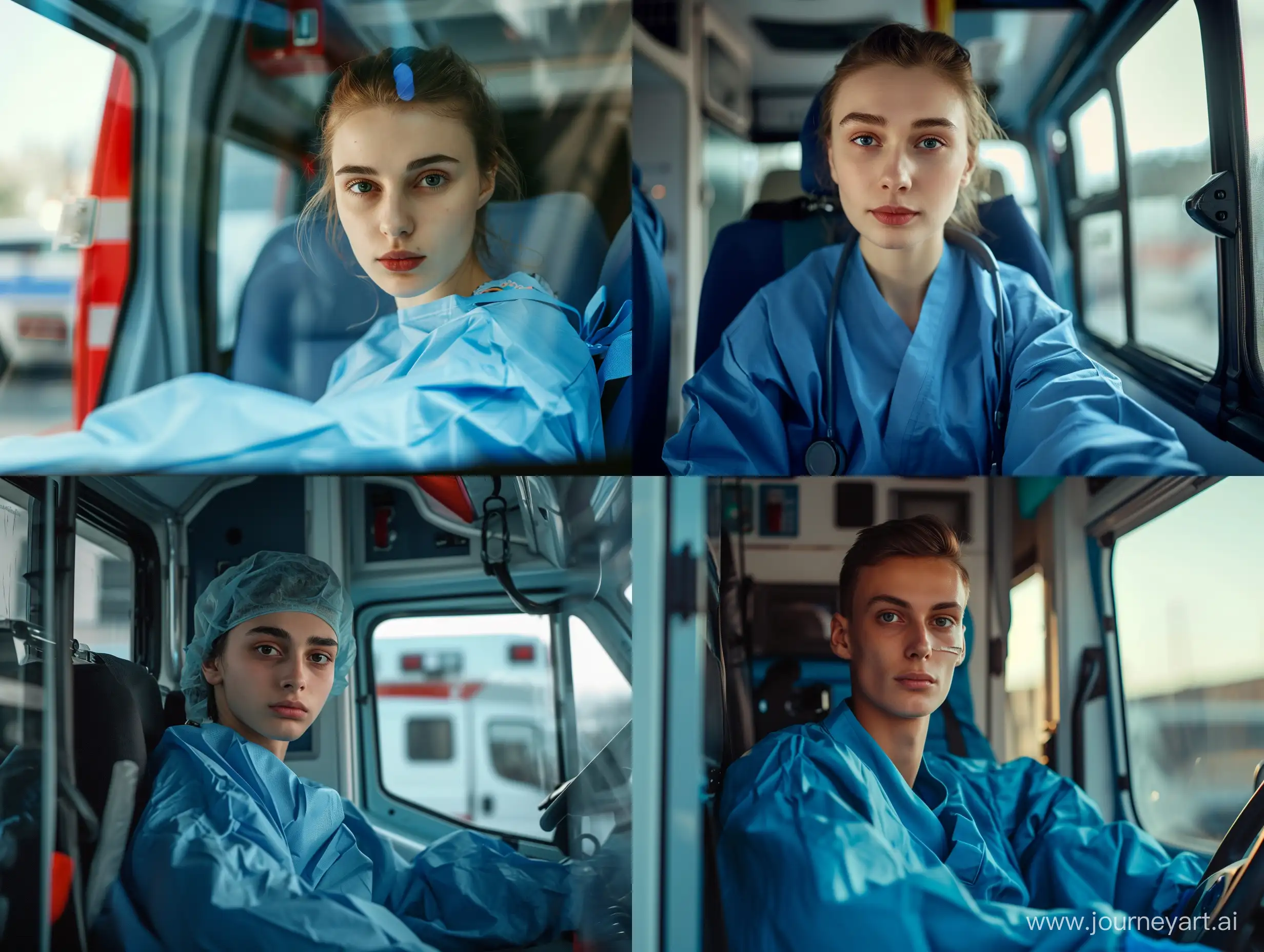 Young-Doctor-in-Blue-Surgical-Suit-Inside-Ambulance