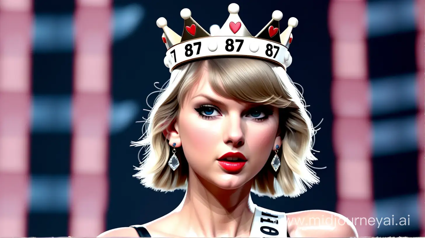 Taylor Swift Wearing Crown with 87 Print Pop Royalty Glamour Portrait