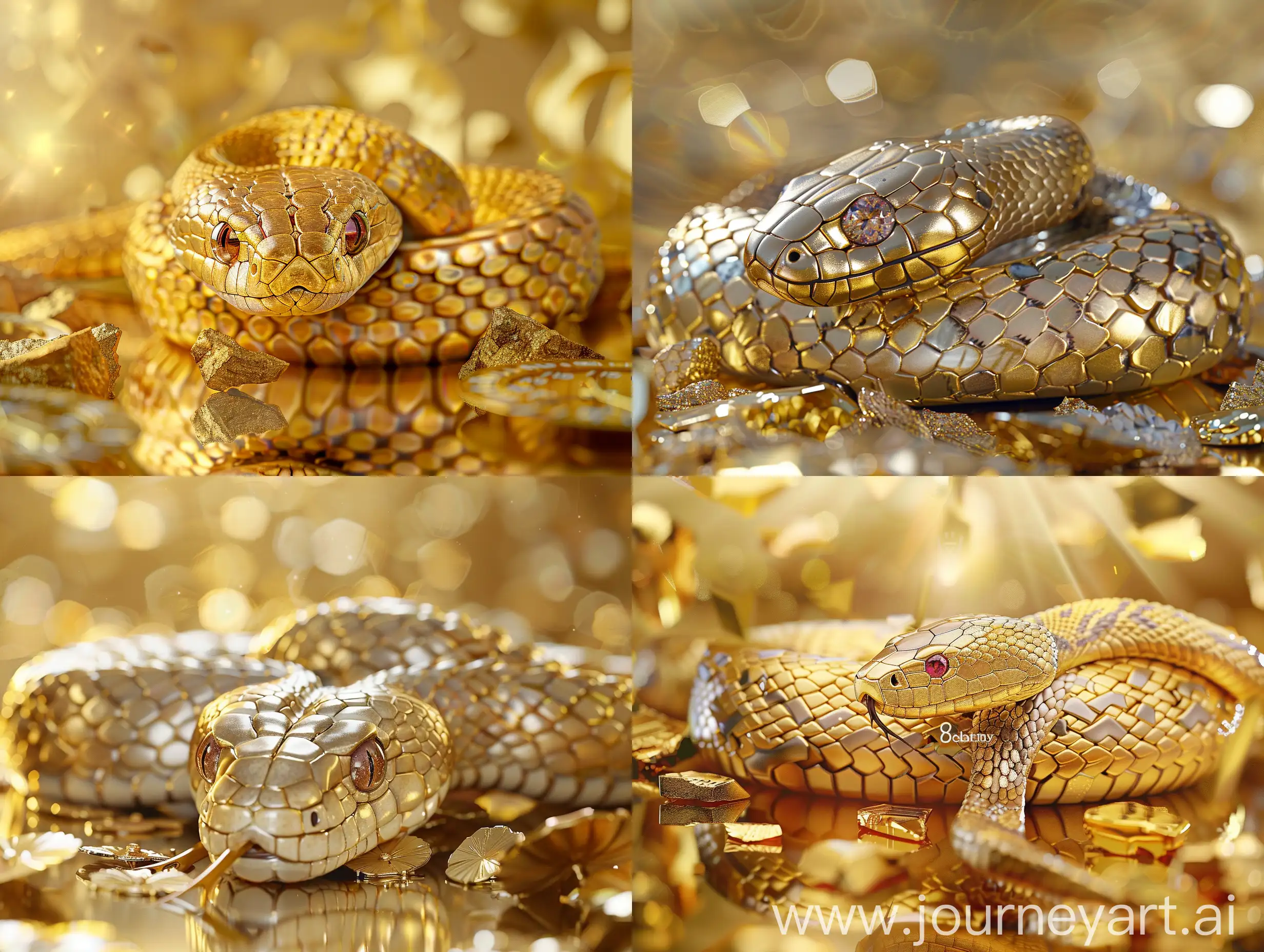 Golden-Snake-with-Ruby-Eyes-Coiling-Around-Wall-Clocks