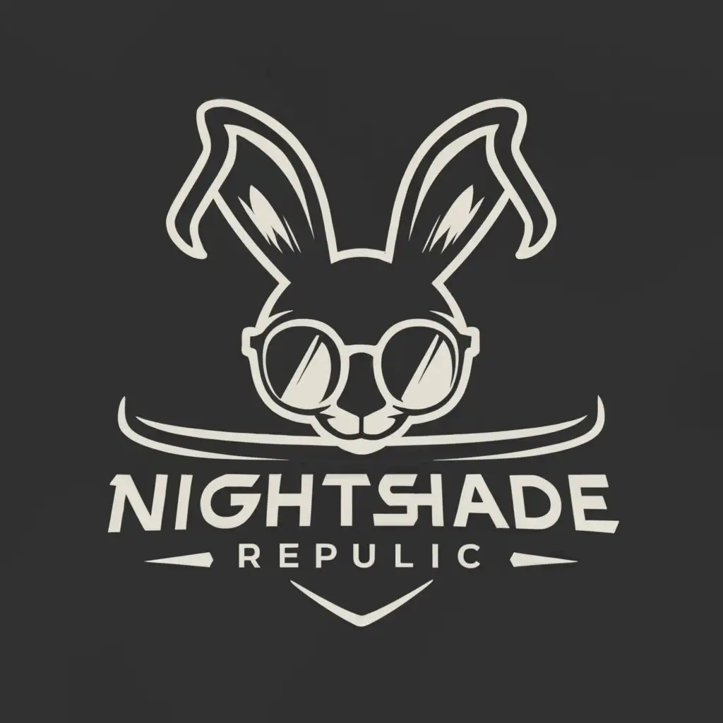 a logo design,with the text "Nightshade Republic", main symbol:Bunny, Bunny Girl, Bunny headband, Round Eyeglasses, Gun, Knife,Moderate,clear background