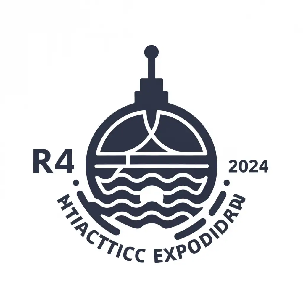 a logo design,with the text "R4 Antarctic Expedition 2024", main symbol:Submarine inside ring,Moderate,clear background