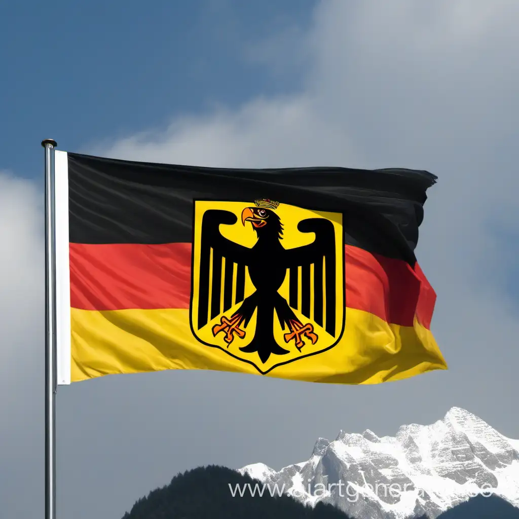 Deutschlandflagge mit Adler, als Fahne im Byrischen Berg gebiet