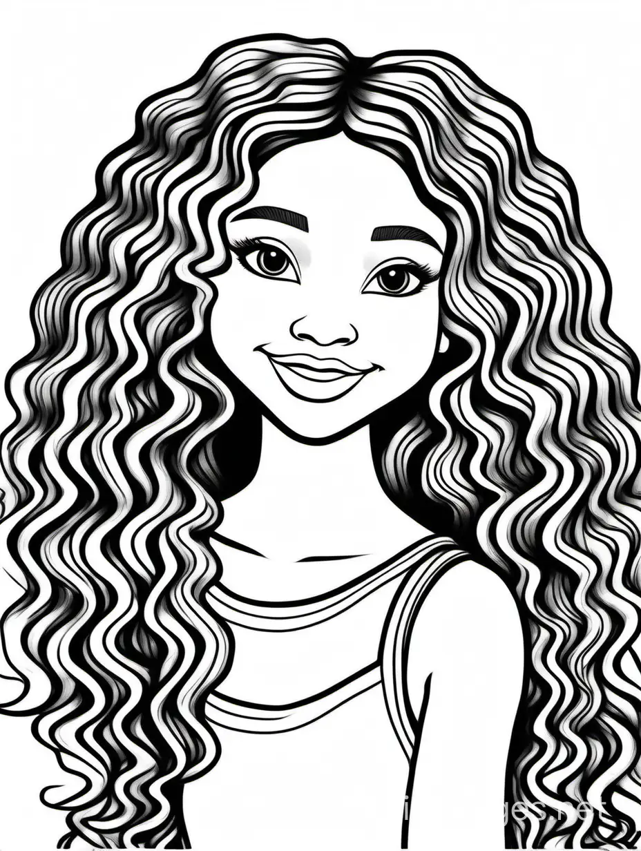 Elegant-Black-Girl-with-Long-Hair-Coloring-Page