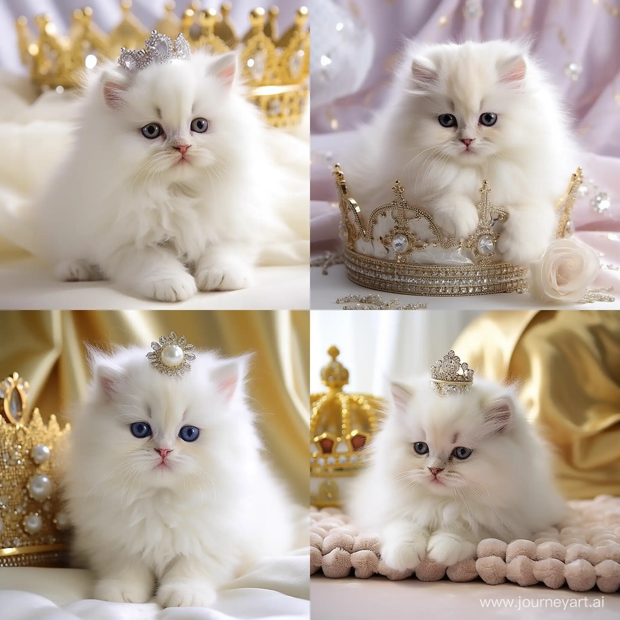 кошачье царство  ПОРОДА,,,Белый персидский котик стоит на первой  линии.  Много  кошечек, котов,,,больших и маленьких... Но главная- королева...   С короной и украшениями королевскми... М внутренним голосом говорит...   Мы даем тебе члена королевской семьи...  Это принц.. Береги его, лелей его...А малыш котик смотрит   янтарными глазами...Розовый носик в виде сердечка...Белый, пушистый... Прекрасный...