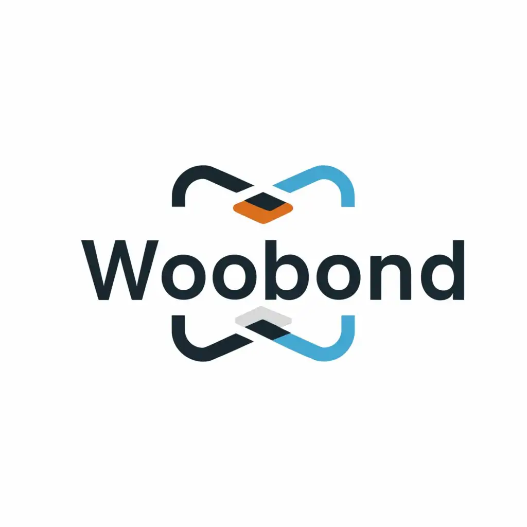 a logo design,with the text "WOOBOND", main symbol:The main symbol of the WooBond logo could be a stylized bond or connection icon, representing the idea of bringing people together and fostering strong relationships. This symbol could take the form of interconnected lines, a handshake, or any other visual representation that conveys the concept of unity and collaboration.,Minimalistic,clear background