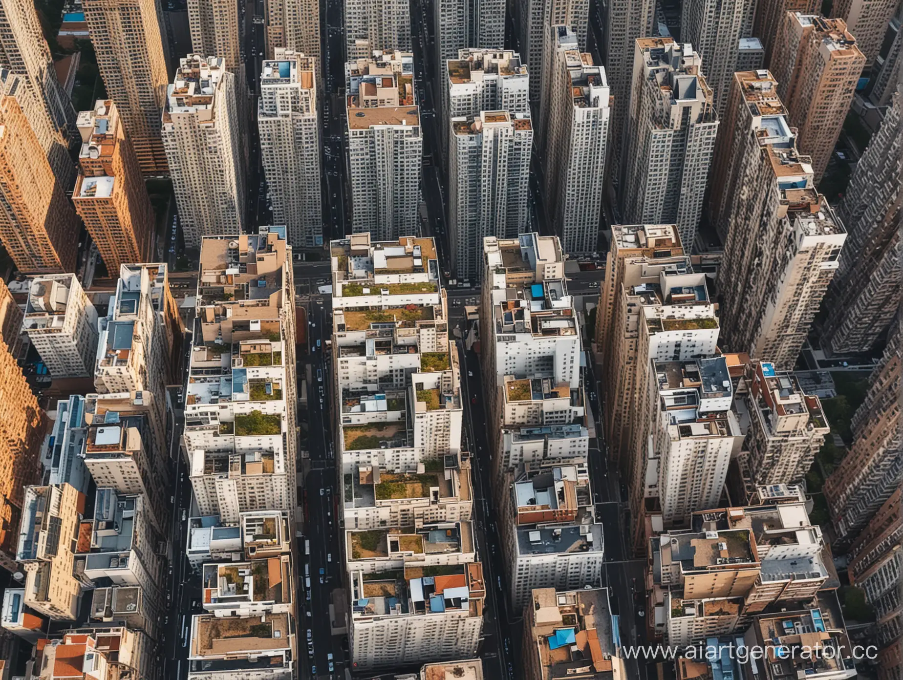 Aerial-View-of-Stunning-Urban-Skyscrapers-and-Multistorey-Houses
