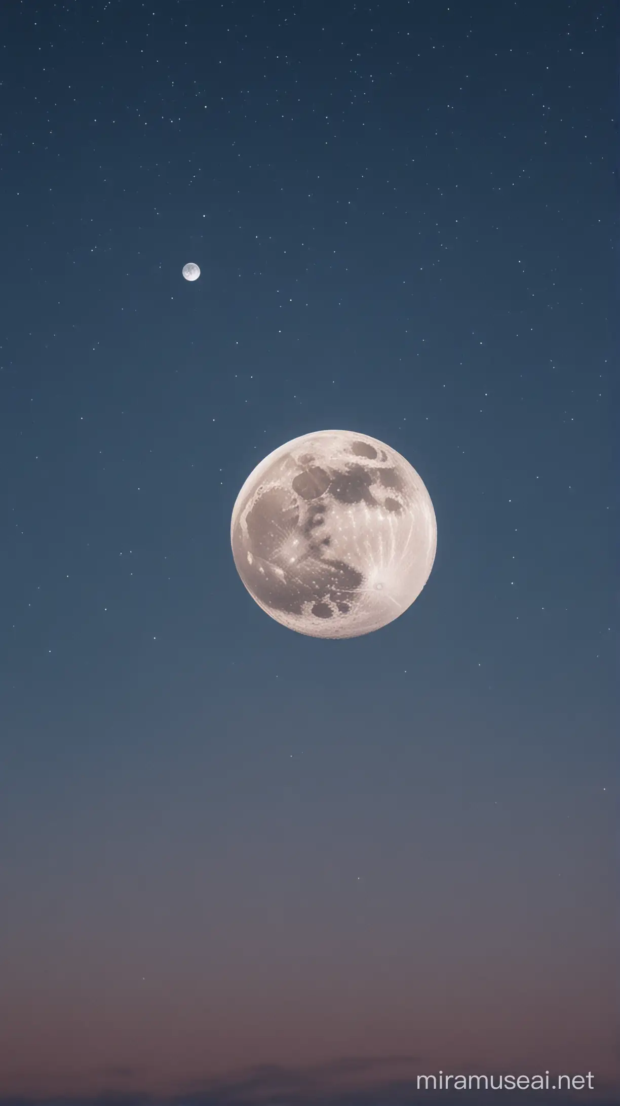 real moon in beautiful night sky  