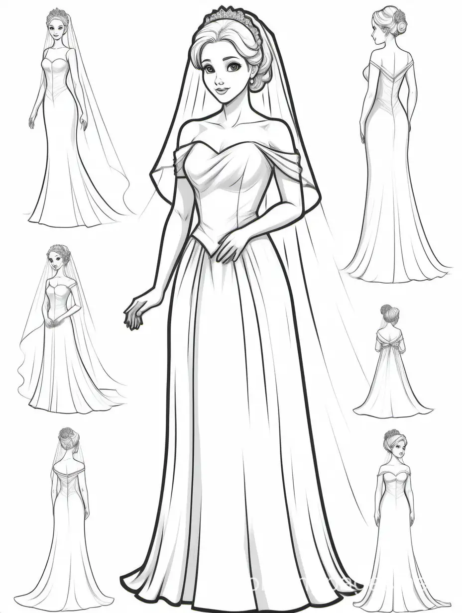 Bridal-Coloring-Page-with-SilverHaired-Bride-in-Various-Poses