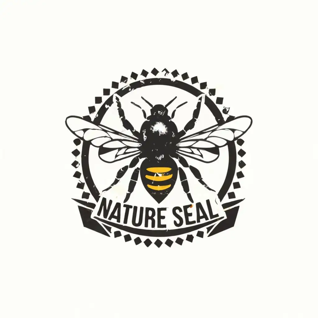 logo, Bee, with the text "Nature Seal", typography