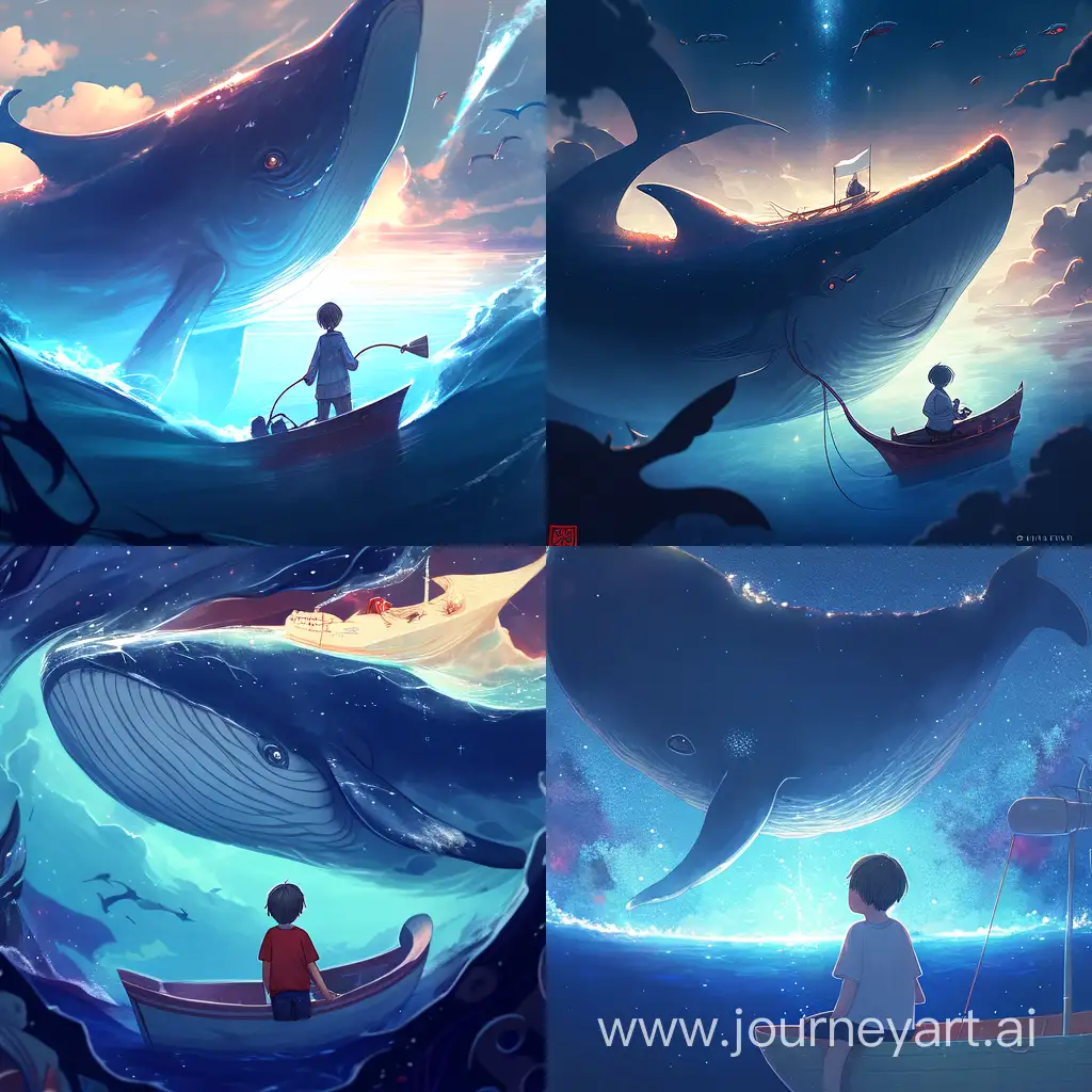 Boy-Boating-Conversations-with-a-Whale-in-the-Vast-Sea
