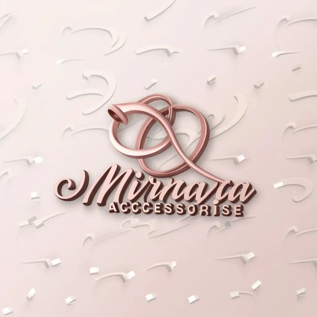 LOGO-Design-for-Mirnaya-Accessories-Chic-Pink-White-3D-Emblem-with-Elegant-Jewelry-Silhouettes