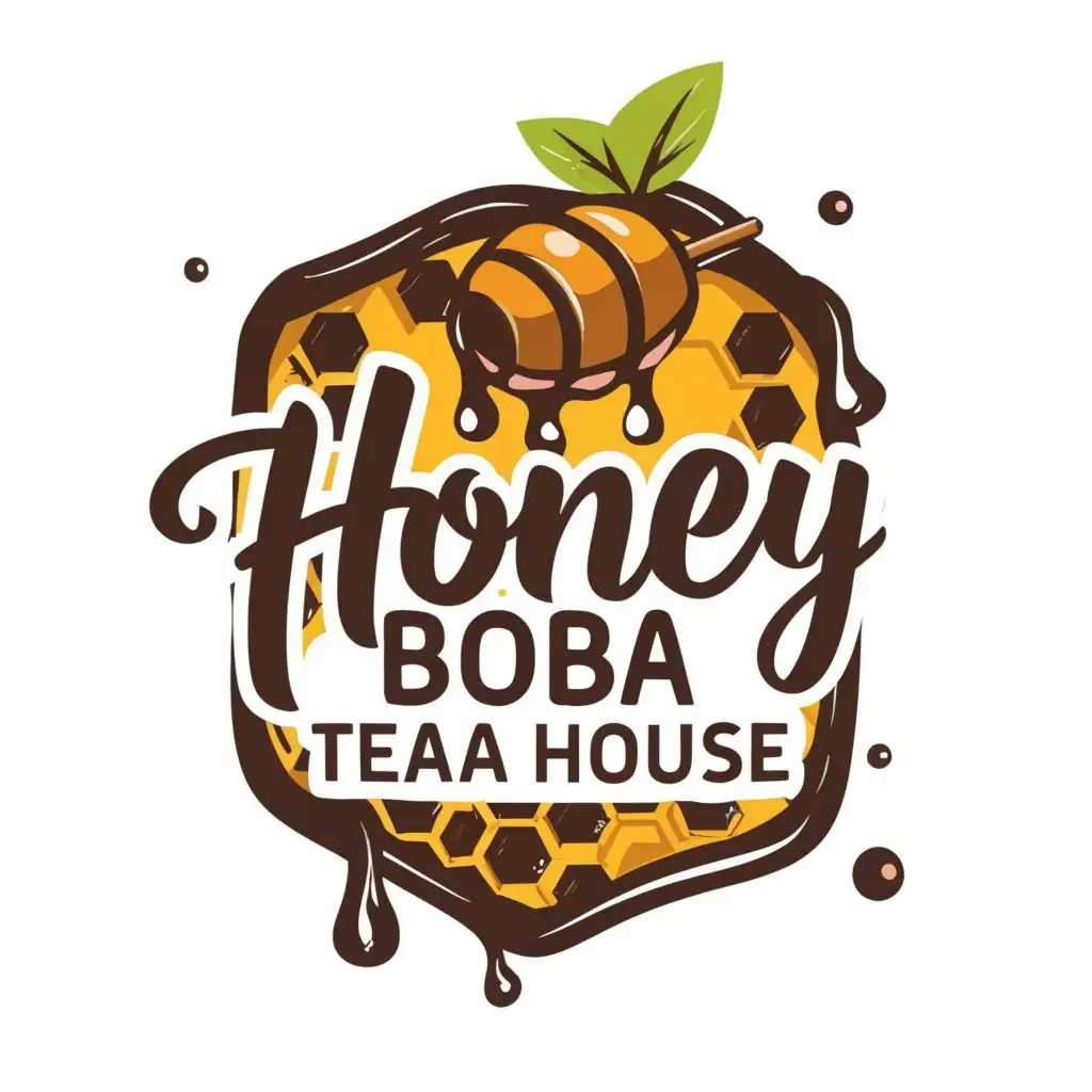 logo, honey, with the text "honey boba tea house", typography