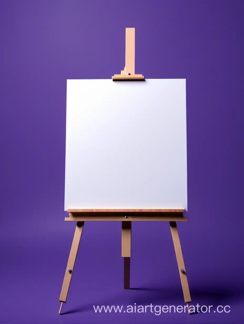 easel with a clean poster on a purple background