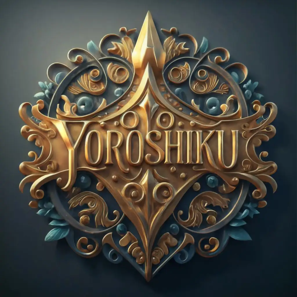 logo, clean sign logo with wording: YOROSHIKU,  3d render, typography, majestic, fantasy, intricate, elegant, realistic proportions, highly detailed, dark fantasy, photo, cinematic, transparent background, HQ, concept art, ray tracing, smooth, sharp focus, cinematic lighting, illustration, intricate background, Epic Cinematic Text Effect, creative logo design art, logo by Tomasz Biernat, with the text "NICE TO MEET YOU", typography