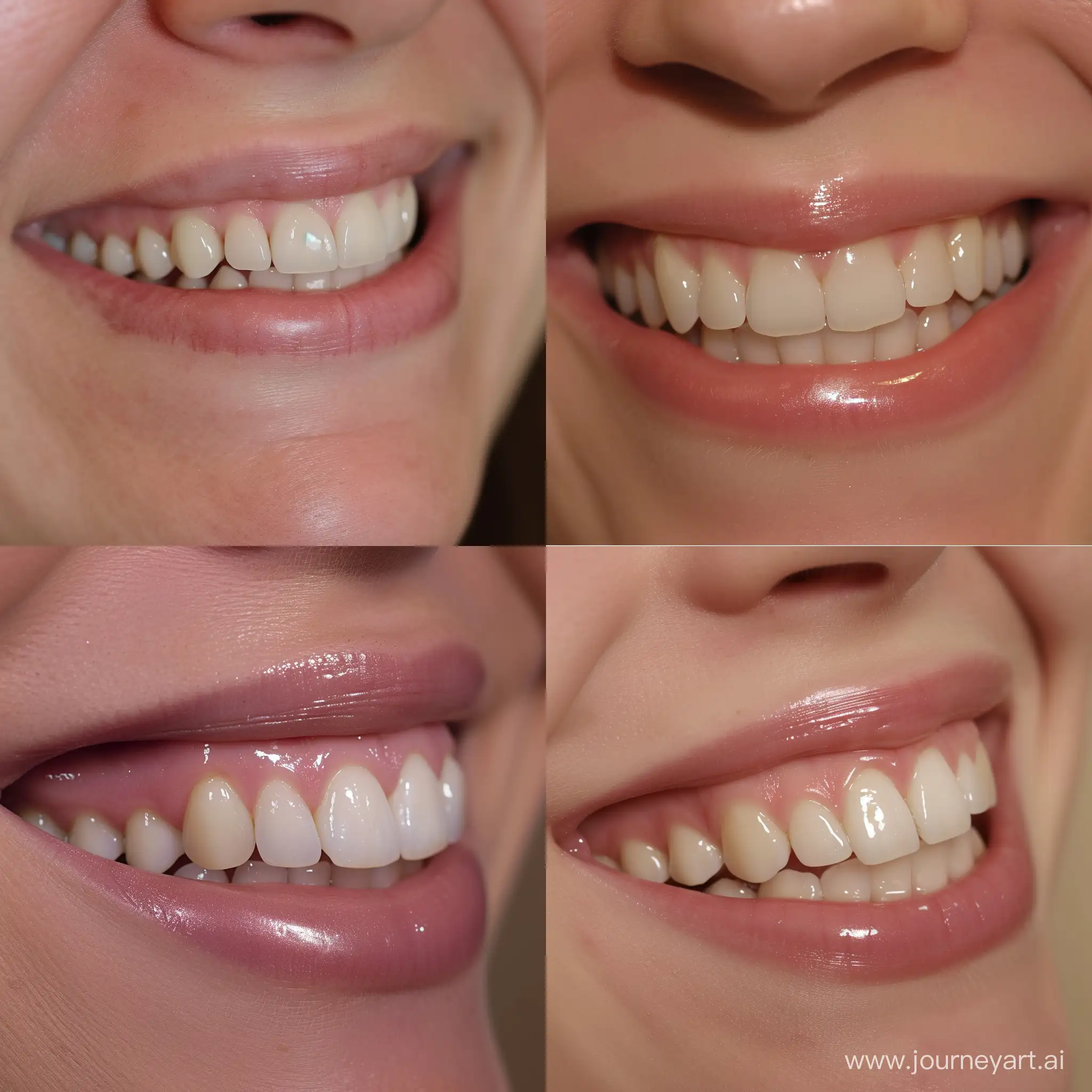close-up of a person's smile before and after undergoing dental implants