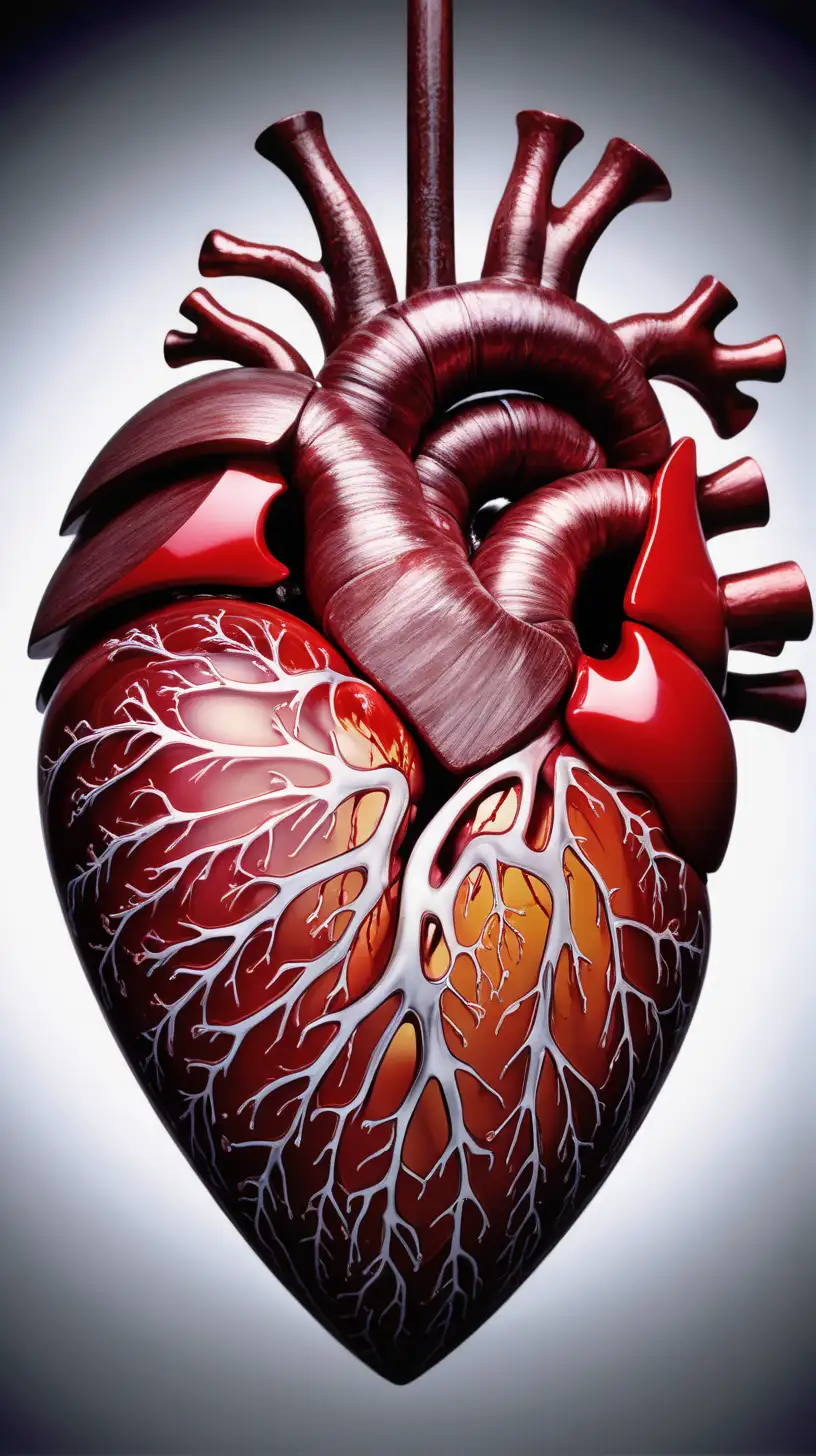 "Generate a striking, dynamic image of a heart suspended in fear. The focus is on the intricate details and emotions within the heart, reflecting intense shock and apprehension. Implement a color palette that emphasizes microscopic details, enhancing the emotional depth within the heart. The shot should be action-oriented, dynamically capturing the essence of fear in a unique and impactful way."