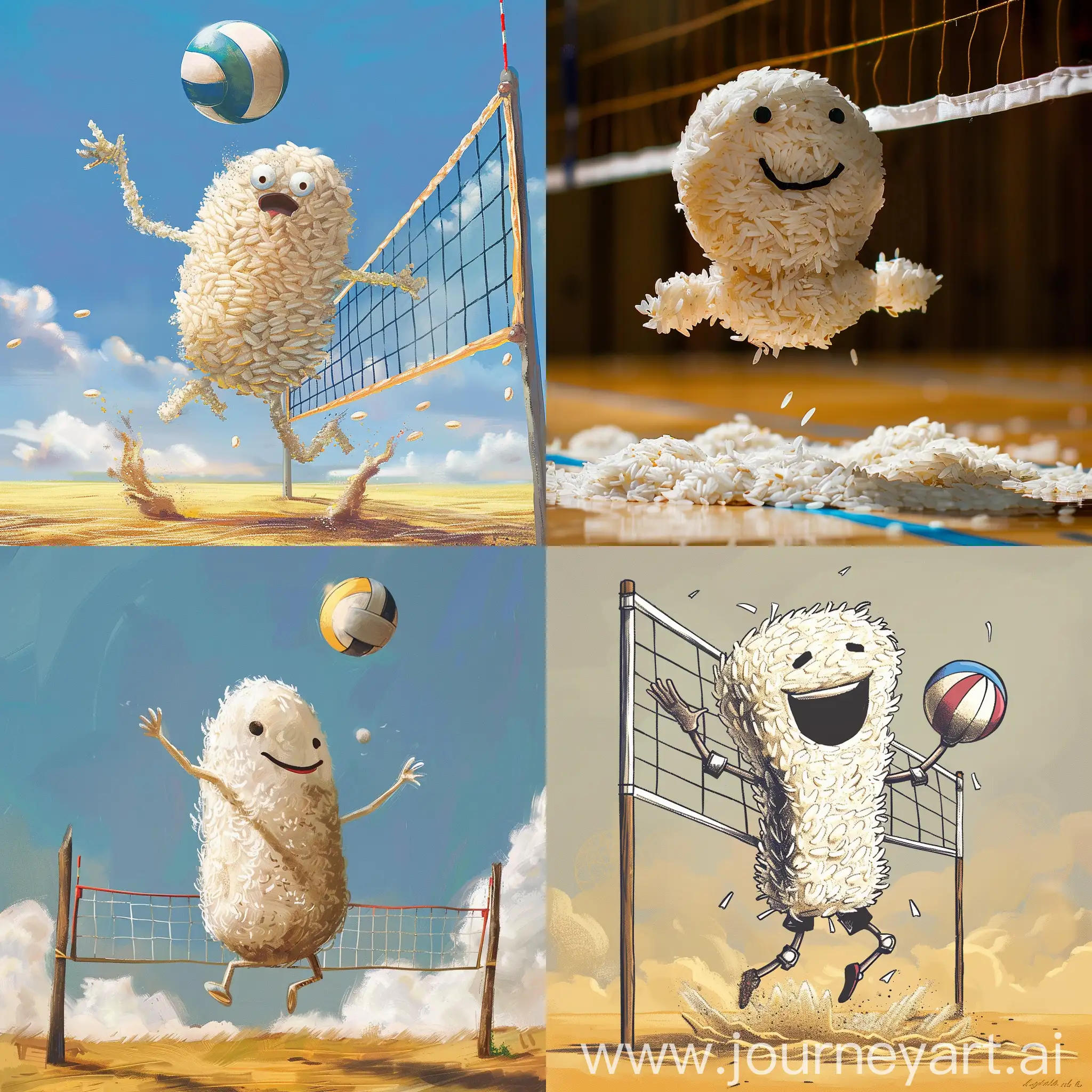 a rice playing volleyball