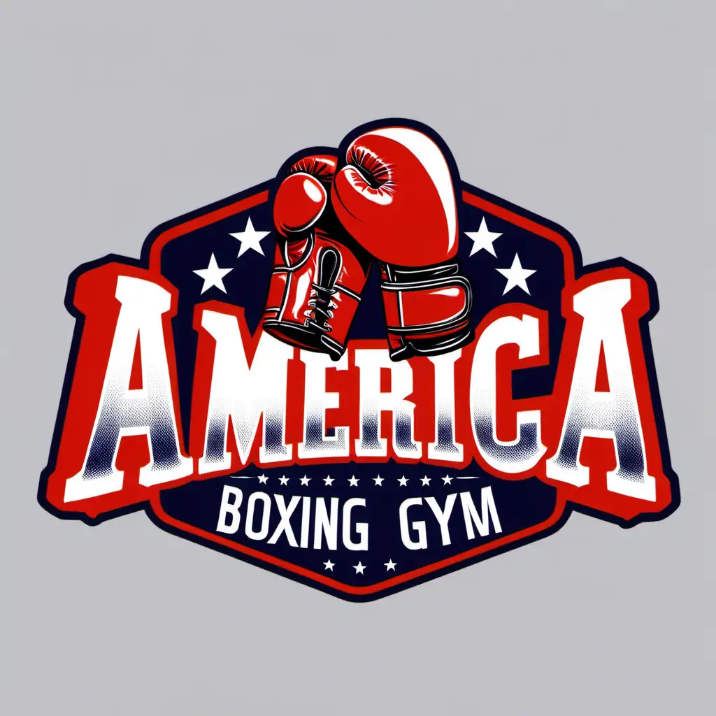 American Boxing Gym Logo with Boxing Gloves