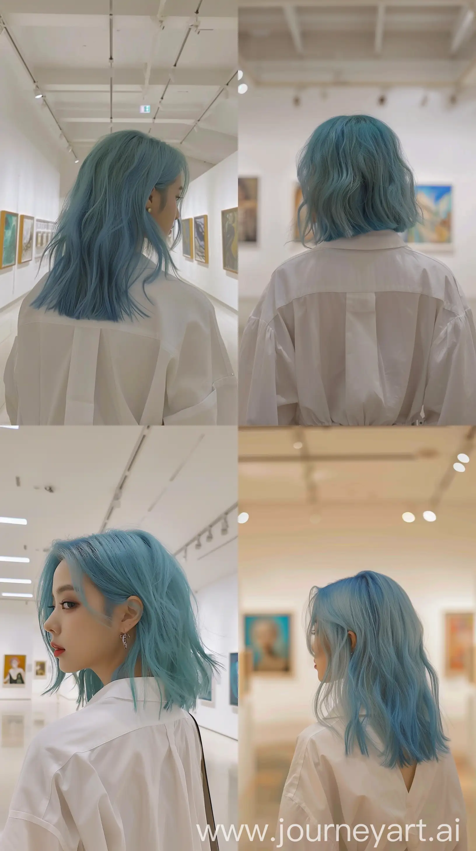 Blackpinks-Jennie-with-Blue-Wolfcut-Hair-in-Art-Gallery