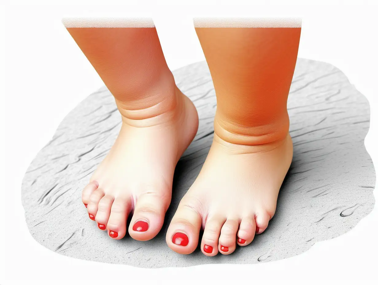 Vibrant Childrens Feet Illustration on White Background