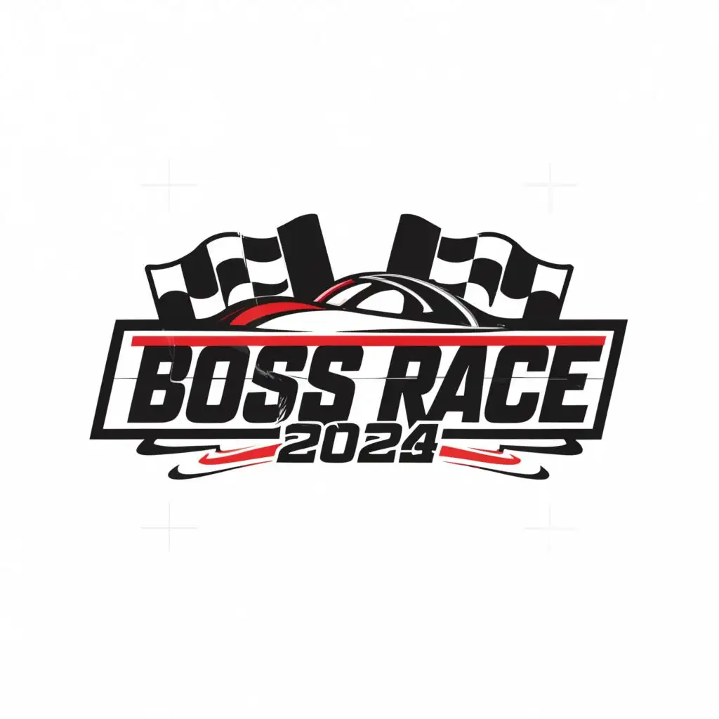 a logo design,with the text "BOSS RACE 2024", main symbol:racing,Moderate,be used in Automotive industry,clear background