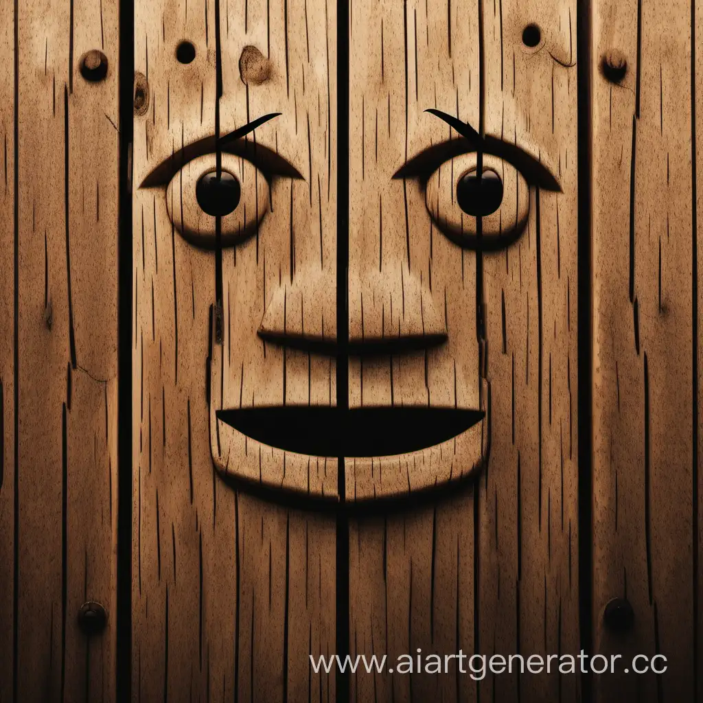 Enigmatic-Face-Carved-in-Wooden-Plank