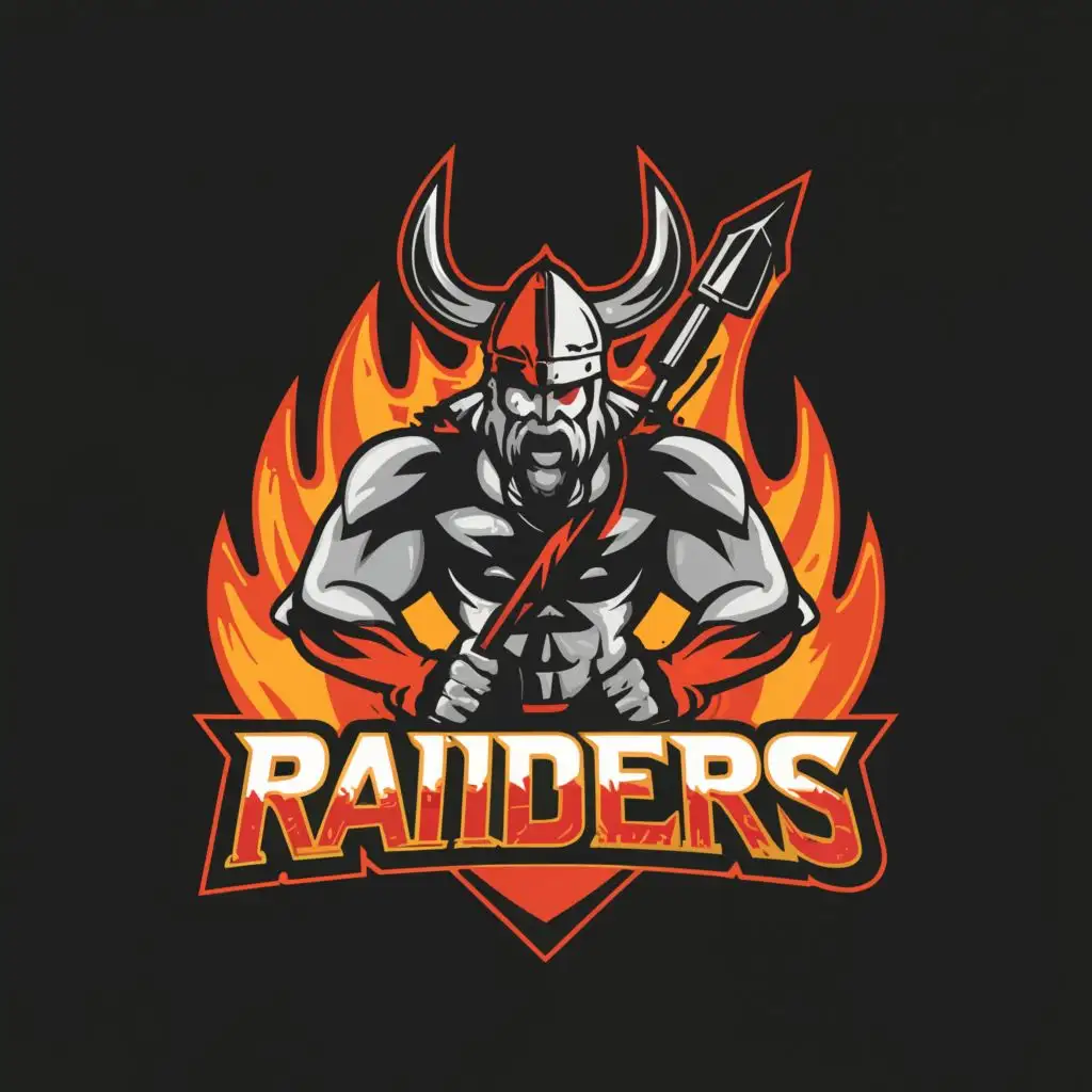 a logo design,with the text "red raiders", main symbol:fire lava viking,Moderate,clear background
